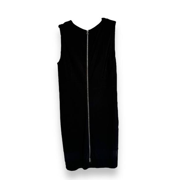 Davina Womens Dress Sz L Knit Black Tank Dress Sheer Inserts Ponte Full Zip NEW - Picture 3 of 6
